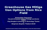 Greenhouse Gas Mitigation Options from Rice Field