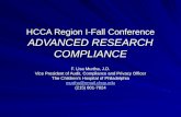 HCCA Region I-Fall Conference ADVANCED RESEARCH COMPLIANCE