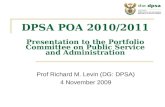 DPSA POA 2010/2011 Presentation to the Portfolio Committee on Public Service and Administration