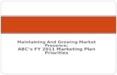 Maintaining And Growing Market Presence: ABC’s FY 2011 Marketing Plan Priorities