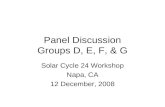 Panel Discussion Groups D, E, F, & G