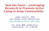“Just the Facts”…Leveraging Research to Promote Active Living in Army Communities
