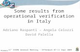 Some results from operational verification in Italy