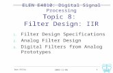 ELEN E4810: Digital Signal Processing Topic 8:  Filter Design: IIR