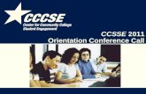 CCSSE  2011 Orientation Conference Call