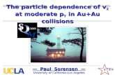 The particle dependence of v 2  at moderate p T  in Au+Au collisions