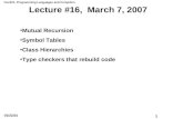 Lecture #16,  March 7, 2007