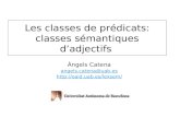 Les classes de prédicats: classes sémantiques d’adjectifs