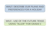 WALT: DESCRIBE OUR PLANS AND PREFERENCES FOR A HOLIDAY