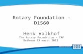 Rotary Foundation – D1560 Henk Valkhof The Rotary Foundation – TRF Bathmen 23 maart 2013