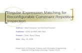 Regular Expression Matching for Reconfigurable Constraint Repetition Inspection