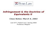 Infringement & the Doctrine of Equivalents II