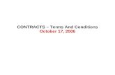 CONTRACTS – Terms And Conditions October 17, 2006