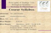 Principles of Biology 103:  Biological Systems – Anatomy & Physiology