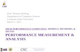 HIGH PERFORMANCE COMPUTING : MODELS, METHODS, & MEANS PERFORMANCE MEASUREMENT & ANALYSIS