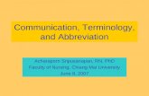 Communication, Terminology, and Abbreviation