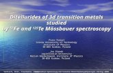 Ditellurides of 3d transition metals studied by  57 Fe and  125 Te Mössbauer spectroscopy