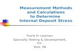 Measurement Methods and Calculations to Determine  Internal Deposit Stress