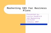 Marketing 101 For Business Plans
