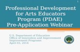 Professional Development for Arts Educators Program (PDAE)  Pre-Application Webinar
