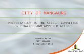 PRESENTATION TO THE SELECT COMMITTEE ON FINANCE AND APPROPRIATIONS