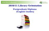 2010/11 Library Orientation Postgraduate Diploma  (English Studies)