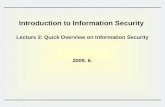 Introduction to Information Security  Lecture 2: Quick Overview on Information Security