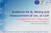 Evidence for B s  Mixing and measurement of  m s at CDF