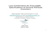 Lazy Combinators for Executable Specifications of General Attribute Grammars