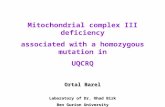 Mitochondrial complex III deficiency associated with a homozygous mutation in  UQCRQ Ortal Barel