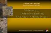 Welcome to  Defensive Driving Overview Notable Points