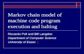 Markov chain model of machine code program execution and halting