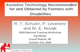 Assistive Technology Recommended for and Obtained by Farmers with Disabilities