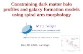 Constraining dark matter halo profiles and galaxy formation models using spiral arm morphology