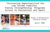 “Increasing Opportunities for Low Income Families” Family Strengthening  Programs