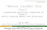 “Whose Leader Are You?” Leadership qualities required of today’s