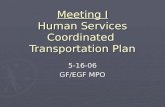 Meeting I Human Services Coordinated  Transportation Plan