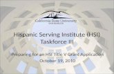 Hispanic Serving Institute (HSI) Taskforce III