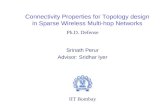 Connectivity Properties for Topology design in Sparse Wireless Multi-hop Networks