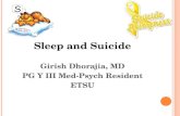 Sleep and Suicide Girish Dhorajia, MD PG Y III Med-Psych Resident ETSU