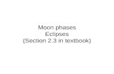 Moon phases Eclipses (Section 2.3 in textbook)