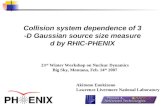 Collision system dependence of 3-D Gaussian source size measured by RHIC-PHENIX