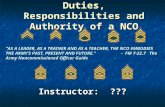 Duties, Responsibilities and Authority of a NCO
