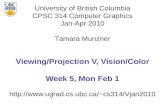 Viewing/Projection V, Vision/Color Week 5, Mon Feb 1