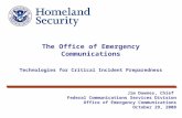 The Office of Emergency Communications Technologies for Critical Incident Preparedness