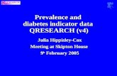 Prevalence and  diabetes indicator data  QRESEARCH (v4)