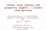 Urban land tenure and property rights – issues and options