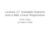 Lecture 17: Geodetic Datums and a little Linear Regression