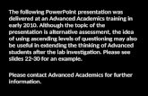 Assessment for  Advanced Academics