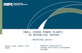 SMALL HYDRO POWER PLANTS  IN REPUBLIKA SRPSKA - Workshop goals -